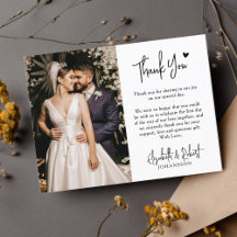 Elegantes modernes Heart Script Foto Wedding Danke