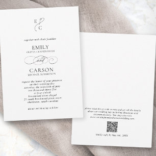 Elegantes, modernes Hochzeits-Monogramm-Logo QR-Co Einladung