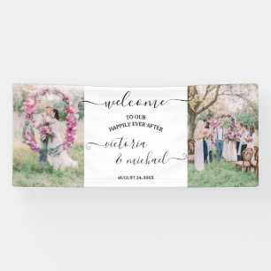 Elegantes modernes Hochzeitsbild Foto Willkommen Banner