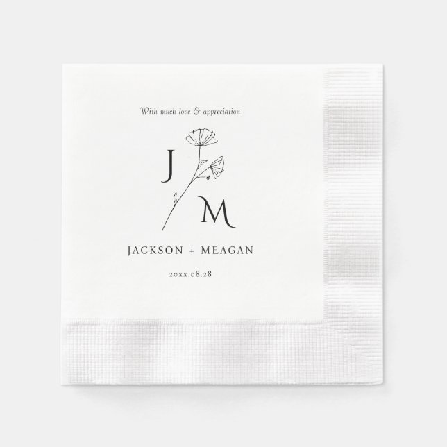 Elegantes modernes Hochzeitscocktail Papier Napkin Serviette (Vorderseite)