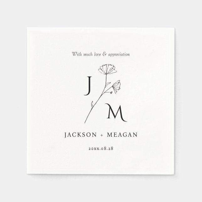 Elegantes modernes Hochzeitscocktail Papier Napkin Serviette (Vorderseite)