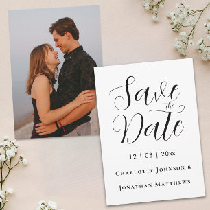 Elegantes modernes Hochzeitsfoto in Schreibschrift Save The Date