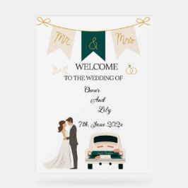 Elegantes modernes Hochzeitswillkommen Akryllische Acrylschild