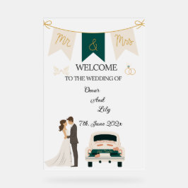 Elegantes modernes Hochzeitswillkommen Akryllische Acrylschild