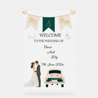 Elegantes modernes Hochzeitswillkommen Akryllische Acrylschild