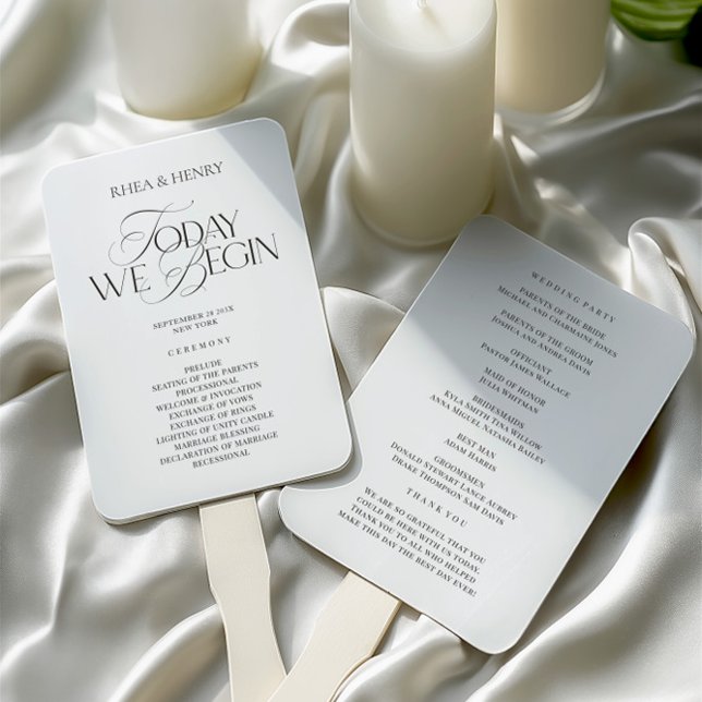 Elegantes modernes Hochzeitszeremonie-Programm  Fächer (Elegant Modern Wedding Ceremony Program Hand Fan)