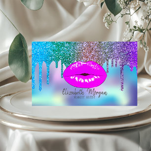 Elegantes modernes holografisches Lippen-Make-up m Visitenkarte