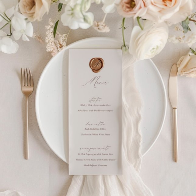 Elegantes, modernes Ivory Calligraphy Wedding Menu Einladung (Elegant Modern Ivory Calligraphy Wedding Menu)