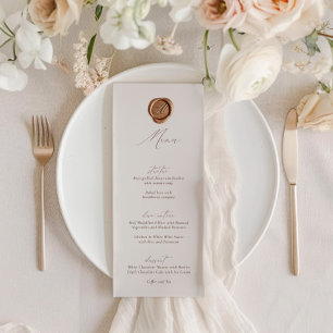 Elegantes, modernes Ivory Calligraphy Wedding Menu Einladung