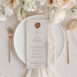 Elegantes, modernes Ivory Calligraphy Wedding Menu Einladung<br><div class="desc">Konzipiert zur Koordination mit der "ETHEREAL" Wedding Invitation Collection. Andere Tischnummern in der Sammlung werden separat verkauft. Klicken Sie auf den Link Sammlung auf dieser Seite,  um alle passenden Elemente in diesem schönen Design zu sehen,  oder sehen Sie sich die Sammlung hier an: https://bit.ly/2W3Hg9Z</div>