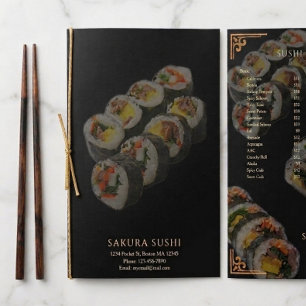Elegantes modernes japanisches Sushi-Restaurant Menükarte