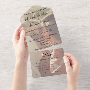 elegantes modernes kalligraphisches Hochzeitstag F All In One Einladung