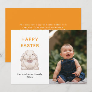 Elegantes modernes Kaninchen Frohe Ostern Foto Feiertagskarte