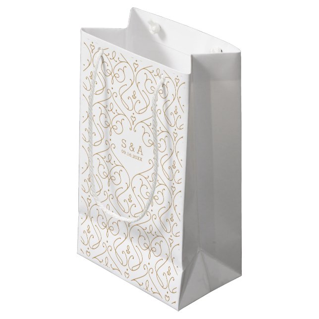 Elegantes modernes klassisches Hochzeitsprogramm Kleine Geschenktüte (Vorderseite Schrägansicht)