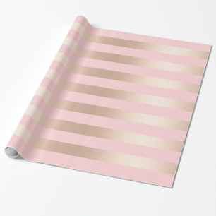 Elegantes modernes Küken-Rosen-Goldrosa striped Geschenkpapier