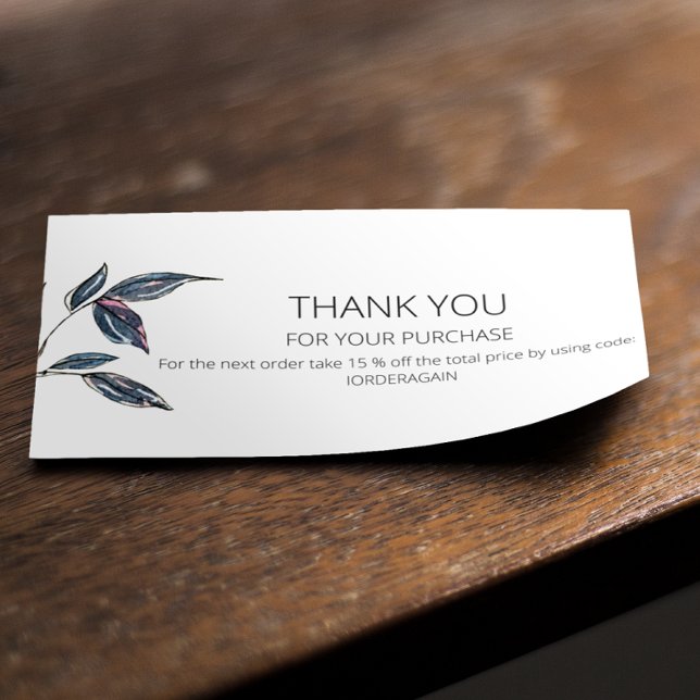 Elegantes, modernes Leafy-Logo Danke Business Card Mini Visitenkarte (Von Creator hochgeladen)