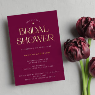 Elegantes modernes Lila Gold Star Brautparty Folieneinladung