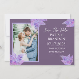 Elegantes modernes Lila Lilac Floral Foto Hochzeit Save The Date