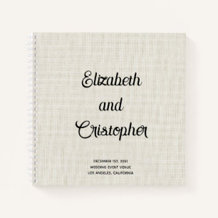 Elegantes, modernes Linen Script Wedding Guest Boo Notizbuch