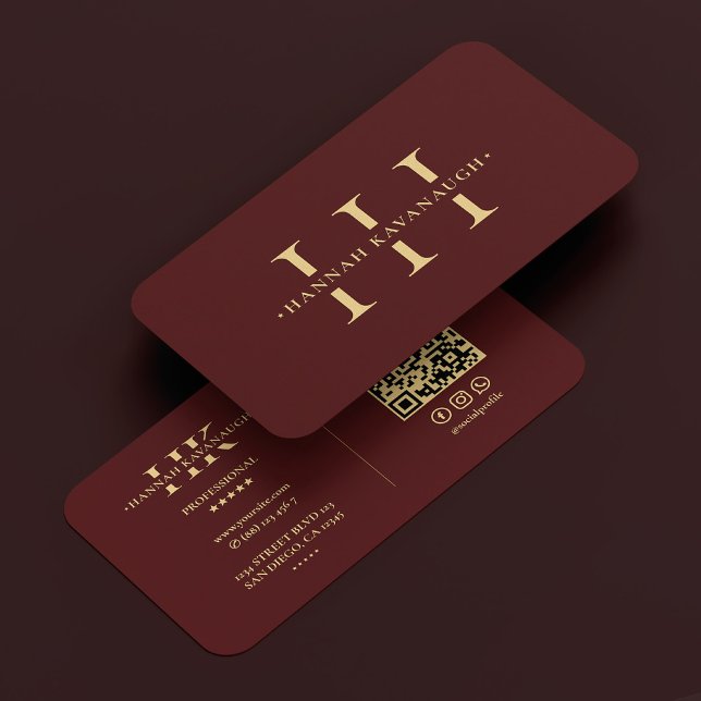 Elegantes modernes Logo H Monogram Dark Red Maroon Visitenkarte (Elegant Modern Logo H Monogram Dark Red Maroon Business Card
)