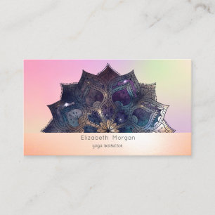Elegantes Modernes Mandala Farbige Holografische Visitenkarte