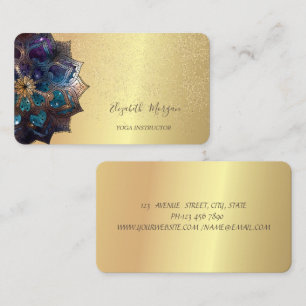Elegantes Modernes Mandala Gold Konfetti Yoga Visitenkarte
