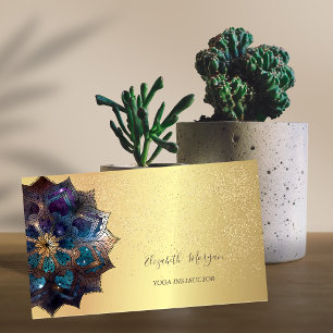 Elegantes Modernes Mandala Gold Konfetti Yoga Visitenkarte