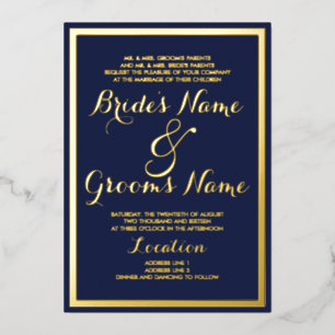 Elegantes, modernes marineblaues Goldmedaille Hoch Folieneinladung