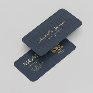 Elegantes, modernes Marketing Dunkelblaues Monogra Visitenkarte