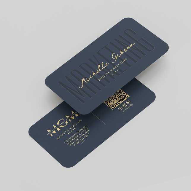 Elegantes, modernes Marketing Dunkelblaues Monogra Visitenkarte (Elegant Modern Marketing Dark Blue Monogram Business Card
)