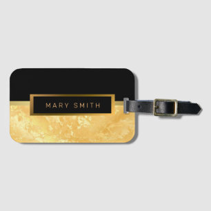 Elegantes, modernes Marmorschwarz Gold Gepäckanhänger