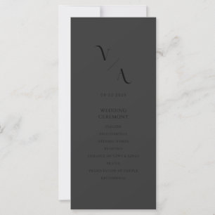Elegantes, modernes Matte Black Wedding Programm