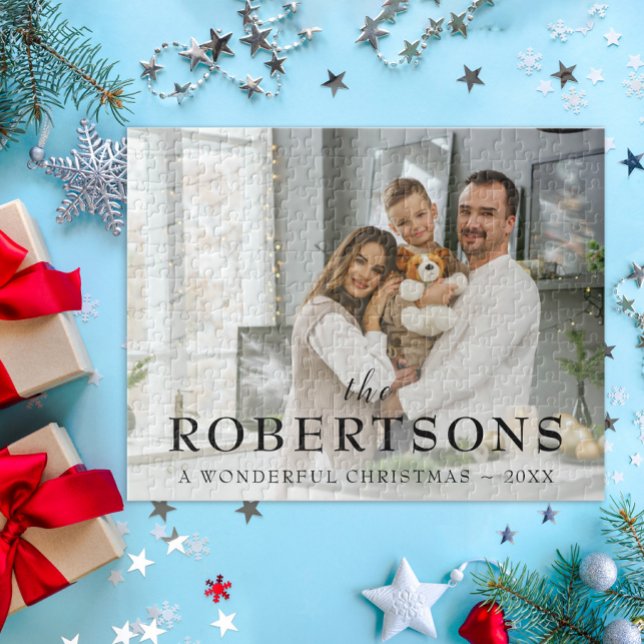 Elegantes Modernes Minimales Weihnachtsfest Foto Puzzle (Von Creator hochgeladen)