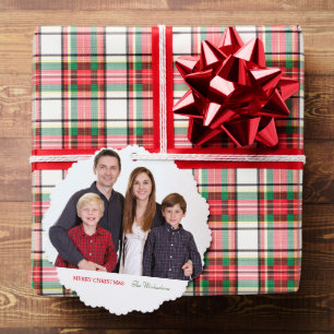 Elegantes modernes minimalistisches Familienfoto Ornament Karte