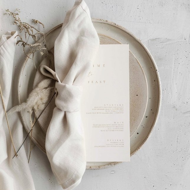 Elegantes, modernes Minimalistisches Hochzeitsmenü Einladung (Elegant Modern Minimalist Wedding Flat Menu)