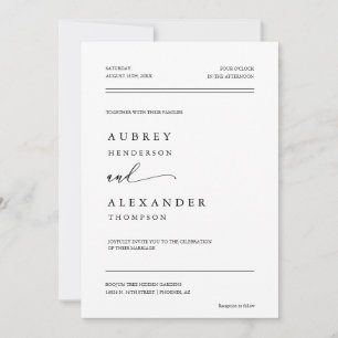 Elegantes, modernes Minimalistisches QR Code Weddi Einladung