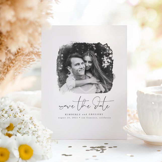 Elegantes modernes Minimalistisches Save the Date  Ankündigungspostkarte (Save the Date Minimalist Photo Card)