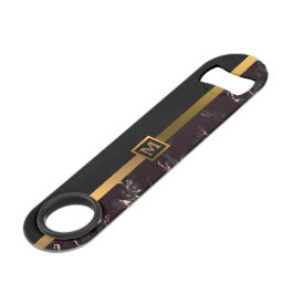 Elegantes, modernes Mit Monogramm Marmorschwarz Speed Flaschenöffner