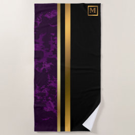 Elegantes, modernes Mit Monogramm Marmorschwarz Strandtuch