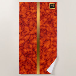 Elegantes, modernes Mit Monogramm Marmorschwarz Strandtuch