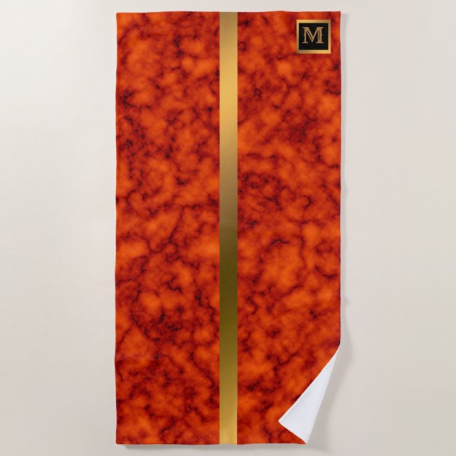 Elegantes, modernes Mit Monogramm Marmorschwarz Strandtuch (Vorderseite)
