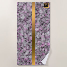 Elegantes, modernes Mit Monogramm Marmorschwarz Strandtuch
