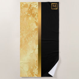 Elegantes, modernes Mit Monogramm Marmorschwarz Strandtuch