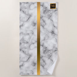 Elegantes, modernes Mit Monogramm Marmorschwarz Strandtuch