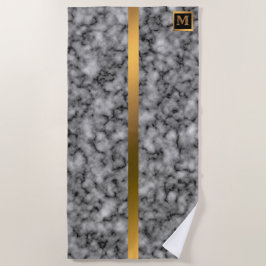Elegantes, modernes Mit Monogramm Marmorschwarz Strandtuch