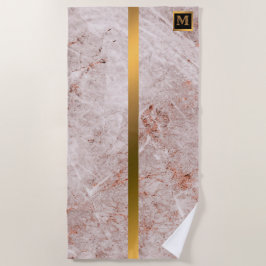 Elegantes, modernes Mit Monogramm Marmorschwarz Strandtuch
