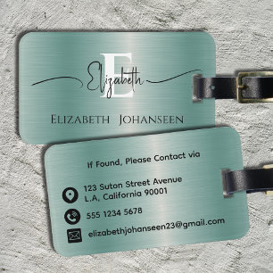 Elegantes, modernes Mit Monogramm, rostfreies Meta Gepäckanhänger