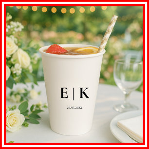 Elegantes modernes Monogramm einfache Hochzeit Pappbecher
