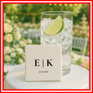 Elegantes modernes Monogramm einfache Hochzeit Steinuntersetzer