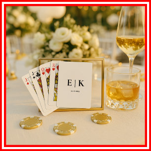 Elegantes Modernes Monogramm Einfache Schwarze Wei Spielkarten